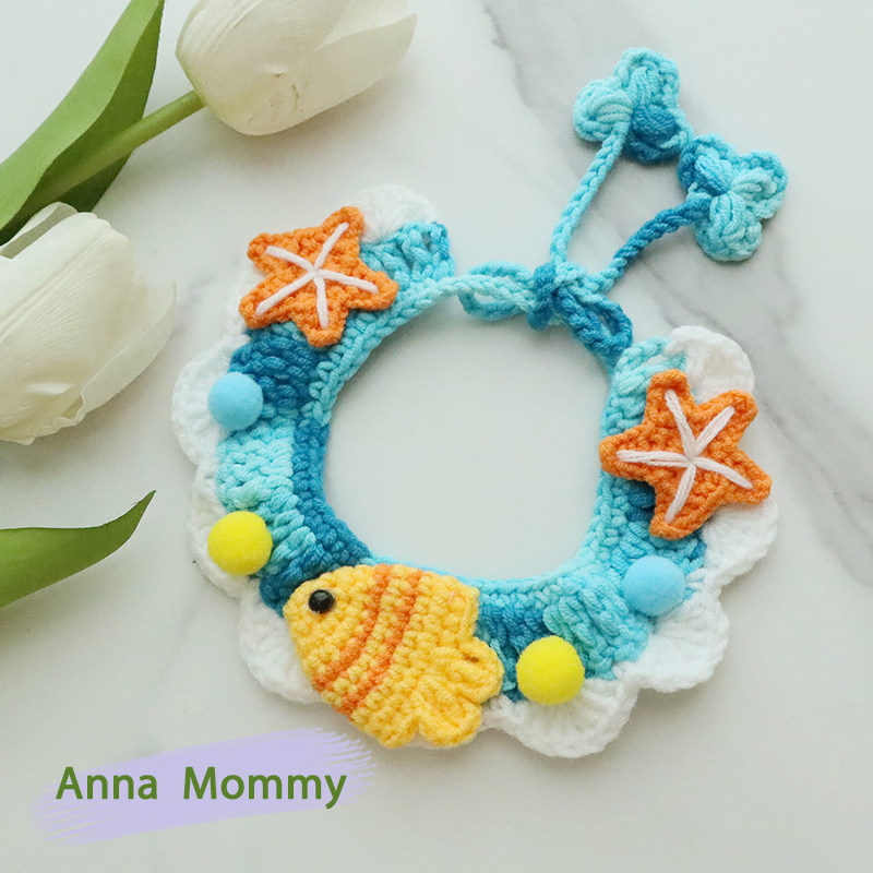 STAYPAW Hand-Knitted Pet Collar Cute Yarn Bandana for Cats and Small Dogs