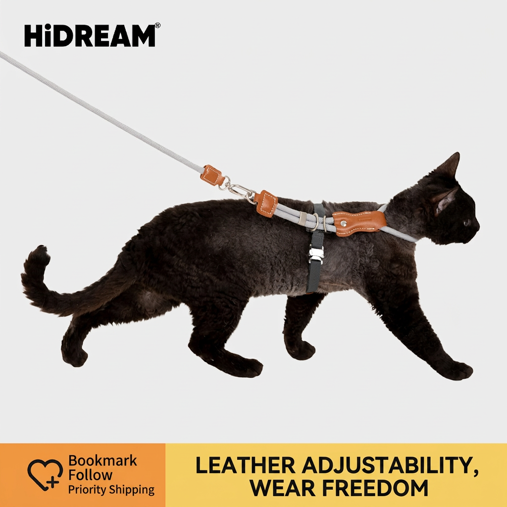 STAYPAW x HiDREAM Escape-Proof Cat Harness and Leash Set, Ultra-Lightweight Adjustable I-Shaped Vest
