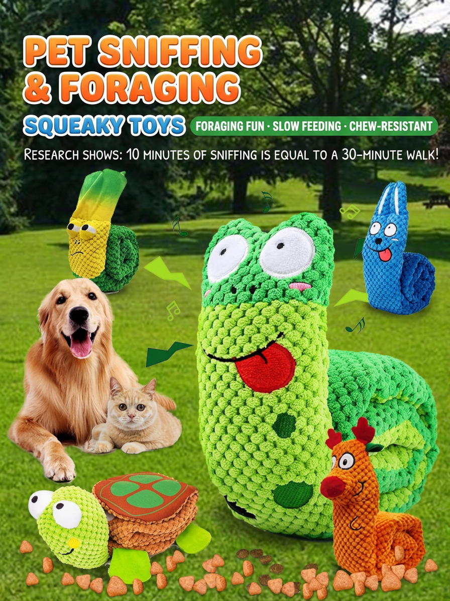 STAYPAW Interactive Squeaky Snuffle Dog Toy Roll-Up Treat Dispensing Puzzle