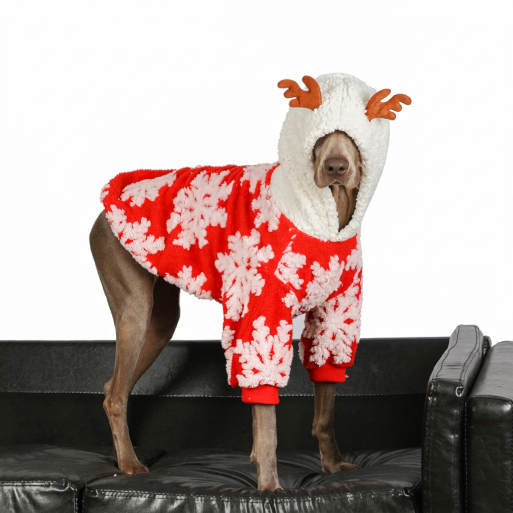 STAYPAW Festive Red Winter Warm Dog Fleece Coat for Small to Large Breeds