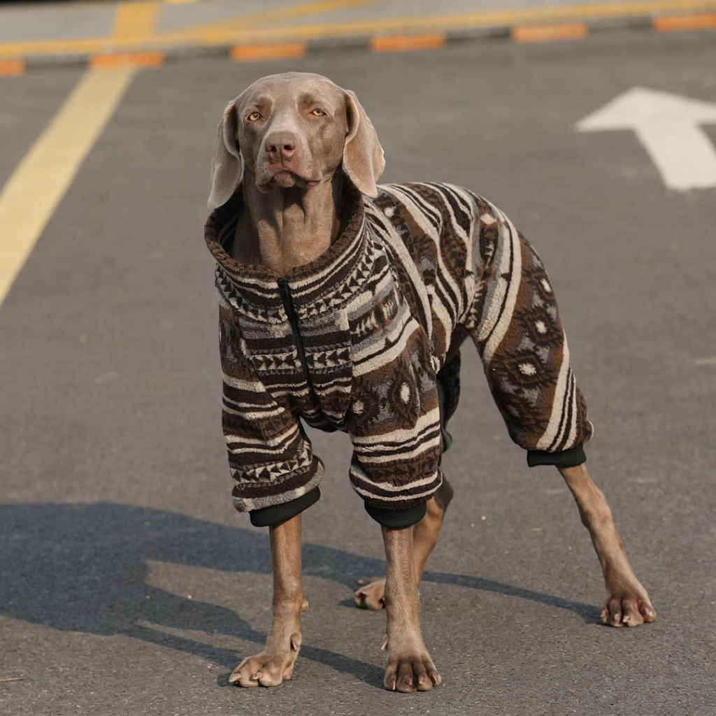STAYPAW Retro Geometric Quilted Dog Coat Thermal Padded Cold Weather Jacket