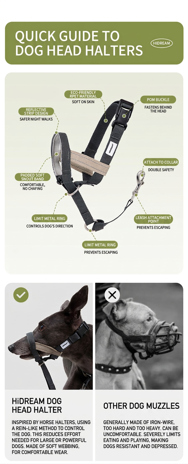 STAYPAW Adjustable Dog Muzzle Loop Anti-Scavenging Bark Control Training Halter - Detail 3
